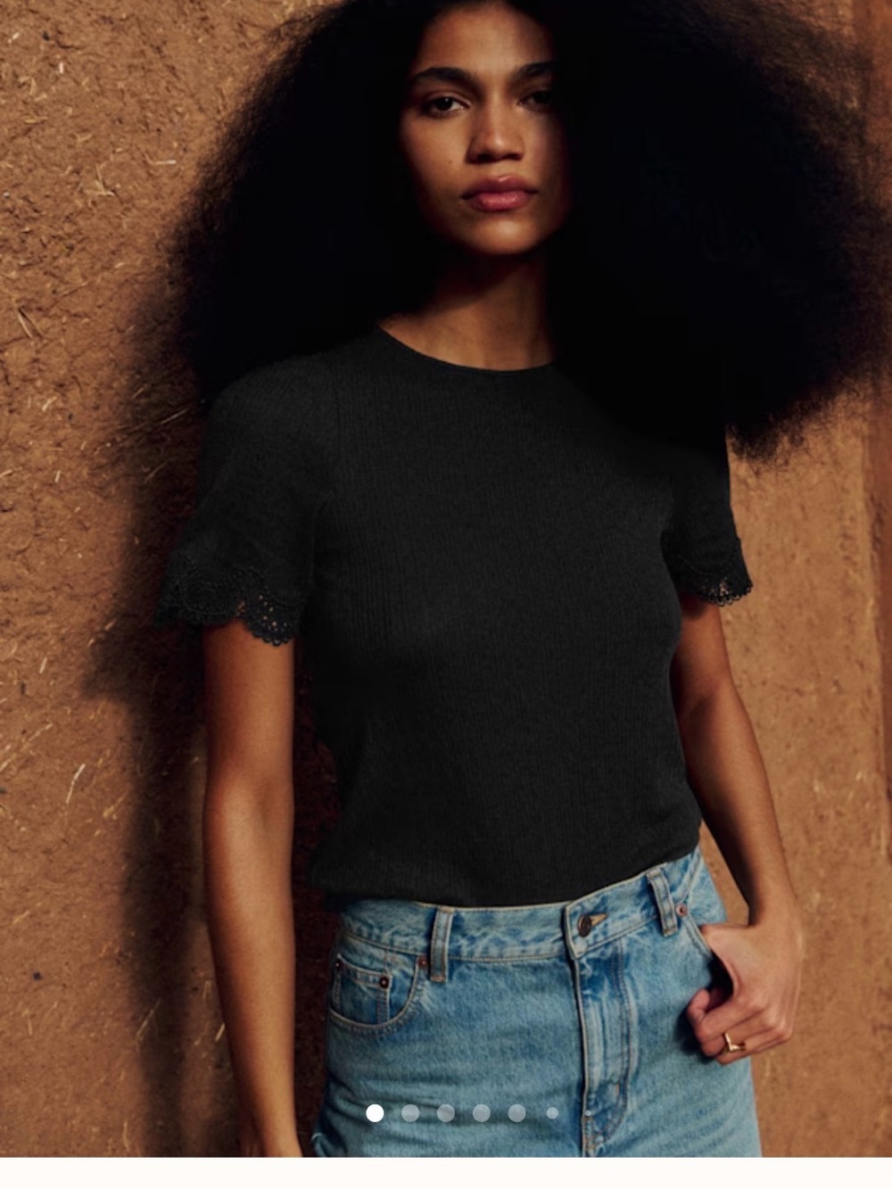 Sezane Cléa T-Shirt - Black - Organic cotton SIZE M (Spring 26 Never Worn)